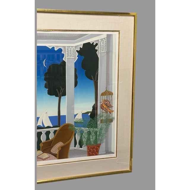 Mid 20th Century Large Signed Limited Edition Marblehead Coastal Veranda Serigraph Print McKnight For Sale - Image 6 of 8