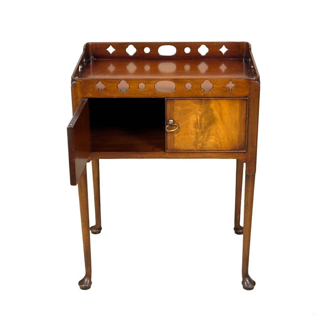 1960s 18th Century Style Side Table With Gallery Top and Storage, English For Sale - Image 5 of 8
