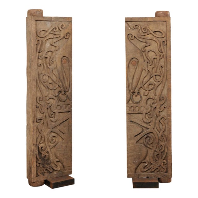 Mid 20th Century Borneo Carved Wood Doors – A Pair For Sale