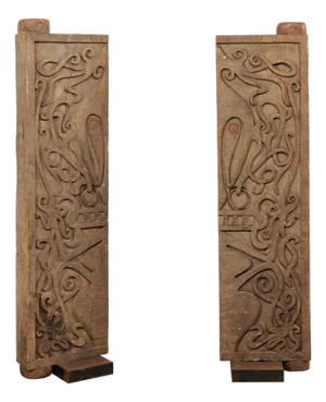 Mid 20th Century Borneo Carved Wood Doors – A Pair