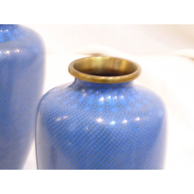Mid 20th Century Vintage Chinese Cloisonne Vases - A Pair For Sale - Image 5 of 5