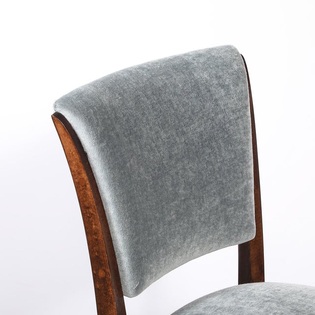Set of Eight Art Deco Sculptural Walnut Dining Chairs in Plush Mohair Upholstery For Sale - Image 15 of 18