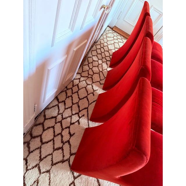 Ruby Red 1990s Italian Red Velvet Dialogica “Splash” Sculptural Dining Chairs — Set of 4 For Sale - Image 8 of 18