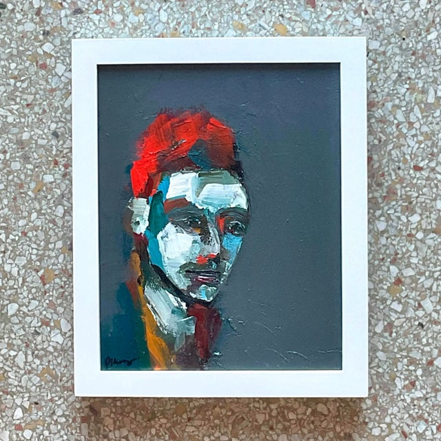 Introduce an artistic touch to your space with this striking Vintage Early 21st Century Abstract Portrait. Framed and...