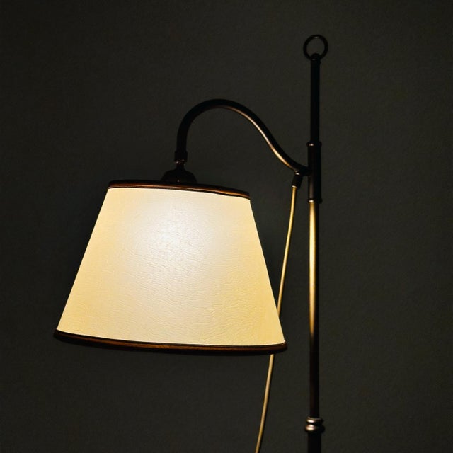 Mid-Century Modern Adjustable Brass Column Floor Lamp, Italy, 1930s For Sale - Image 5 of 11