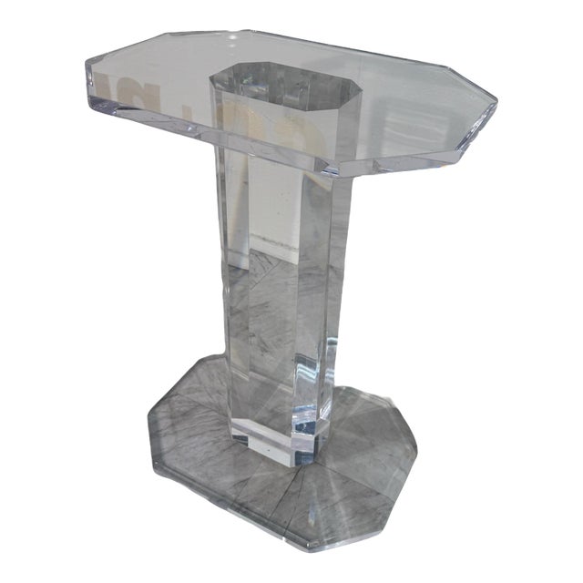 Mid-Century Modern Lucite Pedestal Side Table For Sale