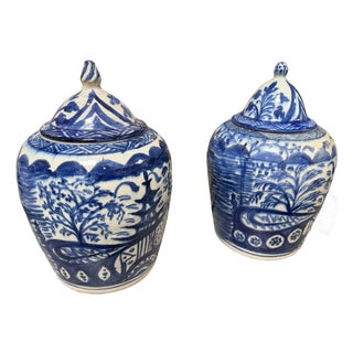 Ceramic Chinoiserie Ginger Jars, Pair For Sale