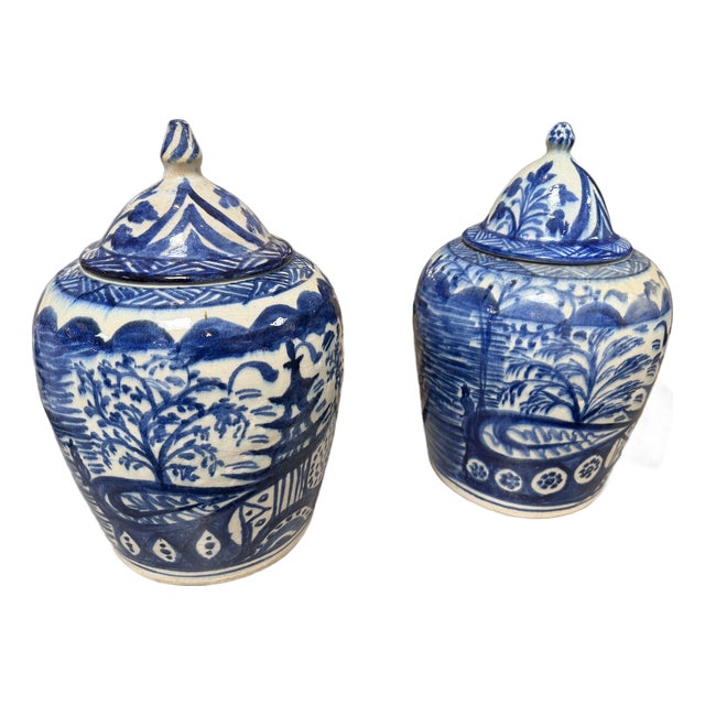 Ceramic Chinoiserie Ginger Jars, Pair For Sale