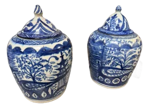 Ceramic Chinoiserie Ginger Jars, Pair