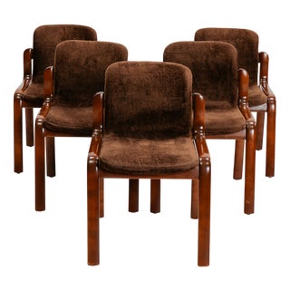 Vintage Italian Wooden Chairs, 1980s, Set of 5 For Sale