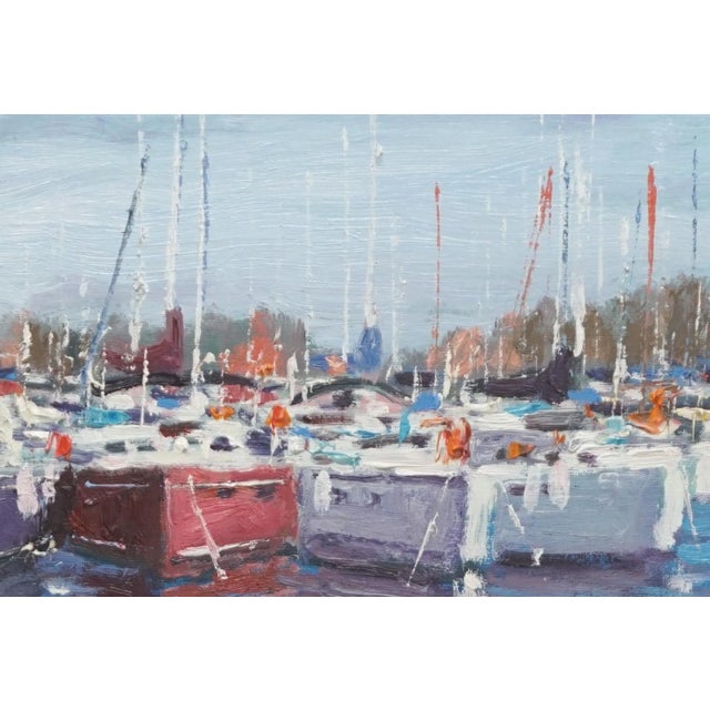 Impressionist Sean Wu, Original Oil Painting of Sail Harbor For Sale - Image 3 of 5