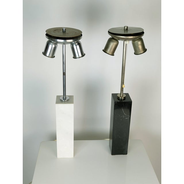 Black Italian Lamps in White and Black Marble from Maison Jansen, 1960s, Set of 2 For Sale - Image 8 of 18
