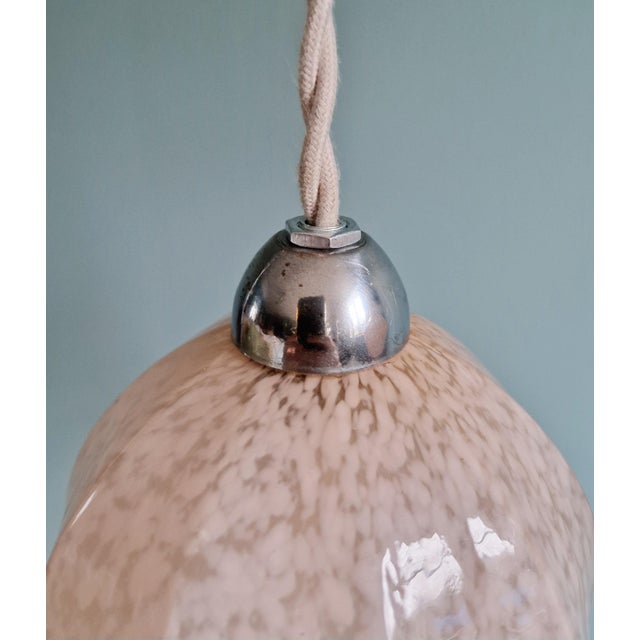 Art Deco Pendant Light in Pink Speckled Glass, 1920s For Sale - Image 15 of 16
