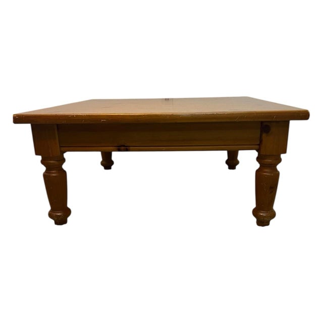 Vintage 1991 Solid Pine Farmhouse Coffee Table For Sale - Image 4 of 9