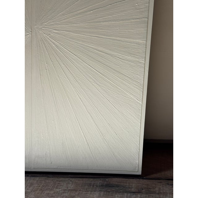 White Minimalist White Oil Painting on Board For Sale - Image 8 of 10