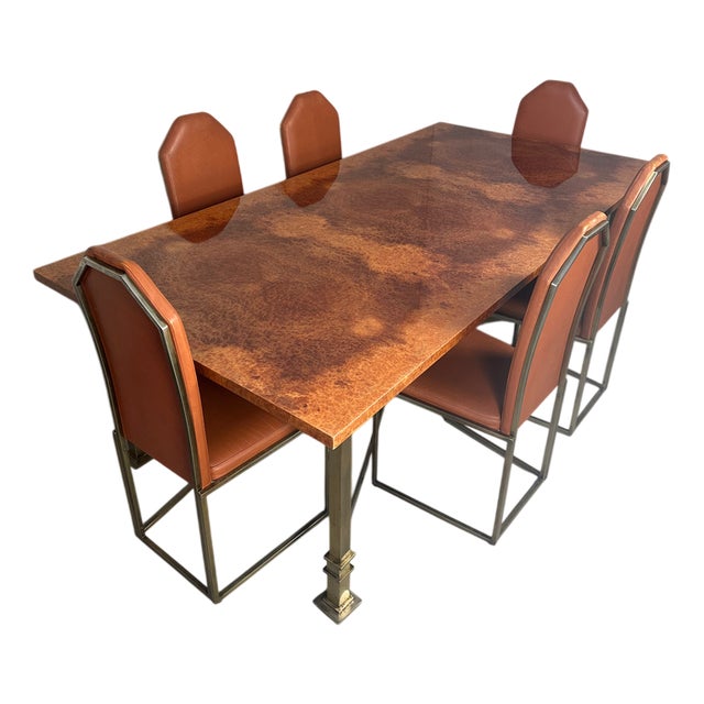 Vintage Design Regency Dining Table & Chairs from Belgo Chrome, Set of 7 For Sale