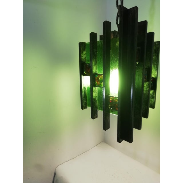 Iron and Glass Ceiling Lamp, Italy, 1960s For Sale - Image 4 of 9
