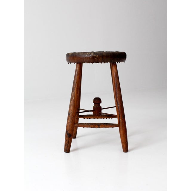 Antique Primitive Wood Stool For Sale - Image 10 of 12