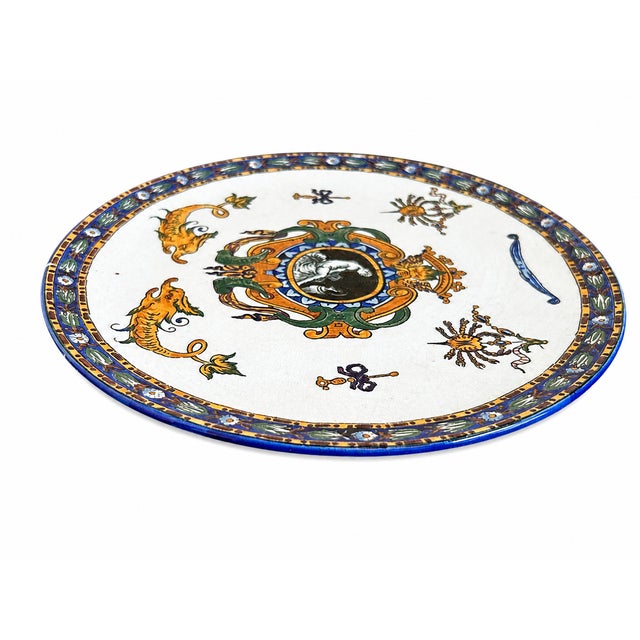 Gien Late 19th Century French Gien Renaissance Faience Decorative Plate For Sale - Image 4 of 6