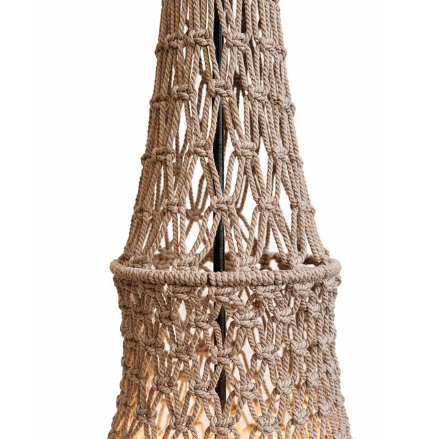 Contemporary Taupe Macrame Tara Pendant Light Large For Sale - Image 3 of 10