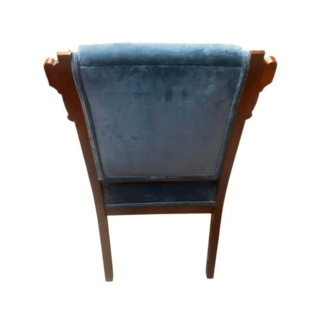 Pair of Antique Victorian Eastlake Slipper Chairs – Pair, Solid Wood & Velvet Upholstery For Sale - Image 10 of 10