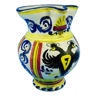 Antique Ceramic Jug Vase with a Two-Headed Eagle, Pesaro, Italy For Sale