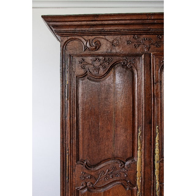 French Provincial Hand Carved Antique Provincial French Oak Armoire | Ca. 1780s For Sale - Image 3 of 6