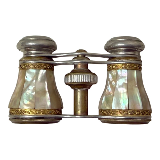 Antique 1800's Handmade Perier Paris French Pearl Brass Opera Glasses Binoculars For Sale