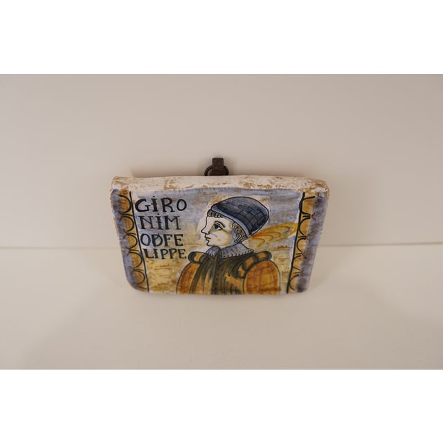 Hand-Painted Castelli Maiolica Portrait Tile For Sale - Image 10 of 14