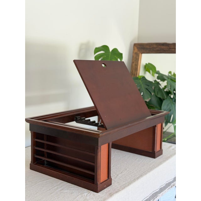 Mid-Century Modern Vintage MCM Mid Century Modern Adjustable Reading Table Bed Desk Breakfast Tray Magazine Rack Sculptural Wood Laptop Stand For Sale - Image 3 of 12