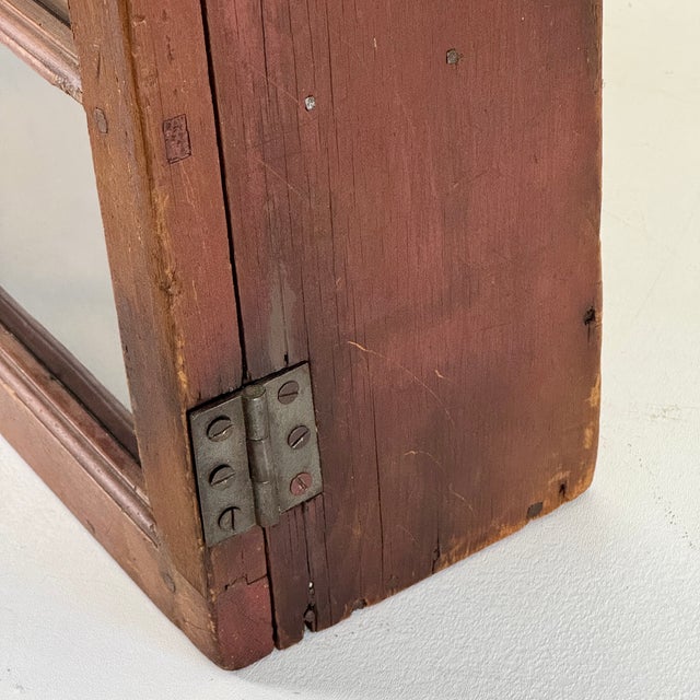 Gorgeous Antique Primitive Glass Front Wooden Painted Cabinet Cupboard For Sale - Image 10 of 16