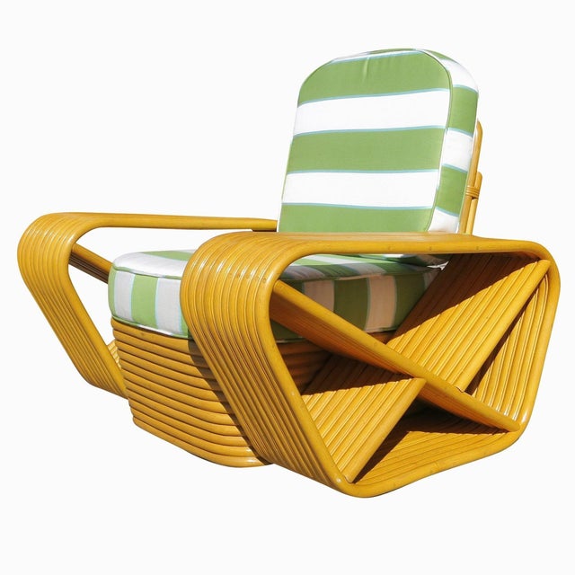 1950s Restored 10 Strand Square Pretzel Rattan Lounge Chair Paul Frankl Style For Sale - Image 9 of 9