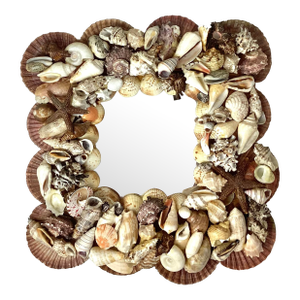 Vintage Artist Made Shell Wall Mirror