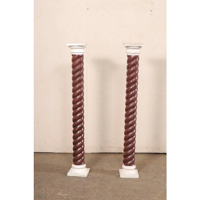 Early 20th Century Italian Pair Faux-Porphyry Twist Pedestals For Sale In Atlanta - Image 6 of 10