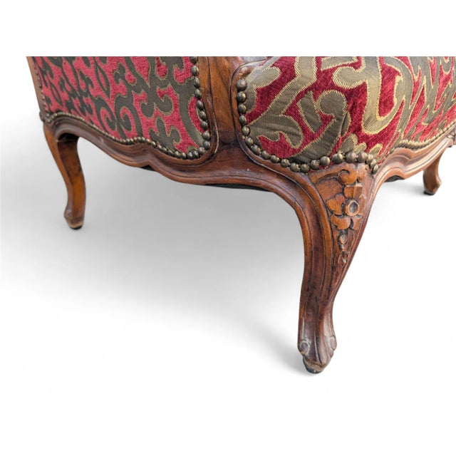 Gold Louis XV Style Bergère Armchair For Sale - Image 8 of 14