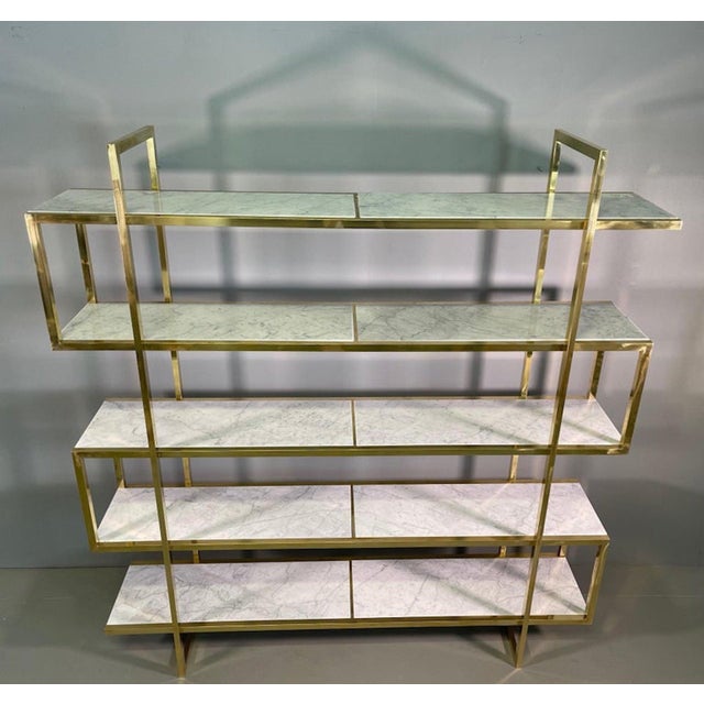 Mid-Century Brass Marble Bookcase, 1960s For Sale - Image 11 of 15