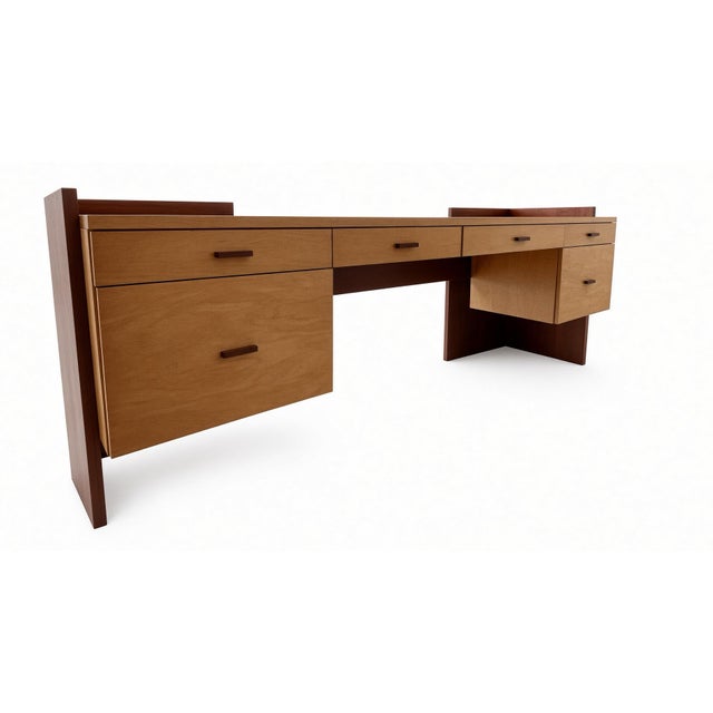 Modern Poliform Custom Solid Wood Desk For Sale - Image 3 of 5