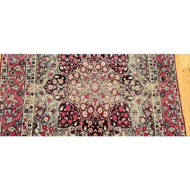 19th Century Persian Kerman Lavar Rug, Hand-Knotted Wool, Floral Patter, Red & Ivory, 5x7 For Sale - Image 16 of 18