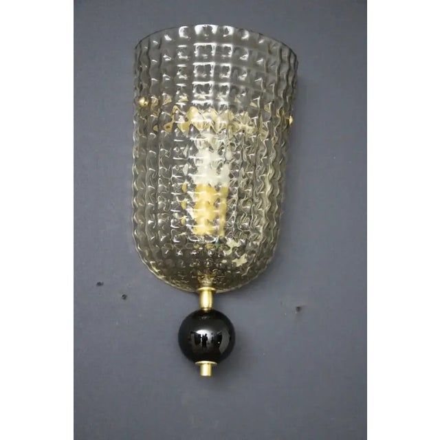 Black Textured Smoked Murano Glass Sconces, 1980s, Set of 2 For Sale - Image 8 of 12