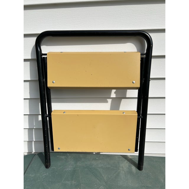Yellow Mid Century Modern Folding Metal Step Stool For Sale - Image 8 of 8