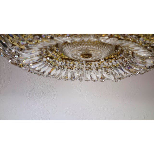 Antique Brass & Lead Crystal Ceiling Lamp from Palwa, 1960s For Sale - Image 6 of 13