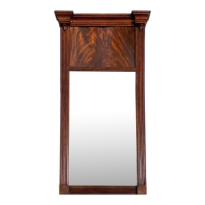 Antique Federal Mahogany Wall Mirror with Mahogany Panel