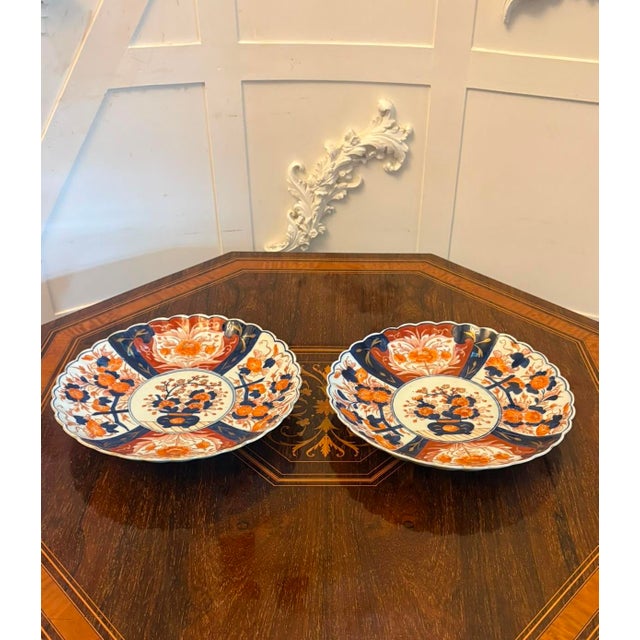 Antique Japanese Imari Porcelain Plates with Scalloped Edge, 1900, Set of 2 For Sale - Image 16 of 16