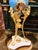 French French Blue Porcelain Vase With Gold Leaf Details & Ornate Gilt Bronze Figural Mounts For Sale - Image 3 of 4