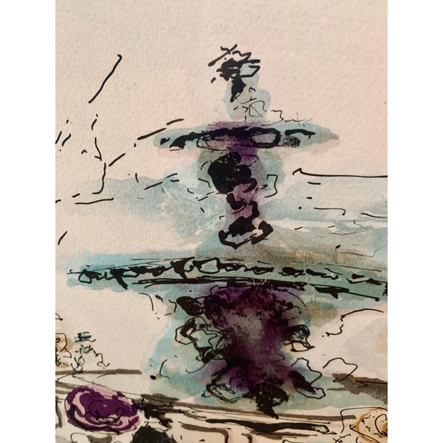 Mid-Century Modern Mid-Century Original Numbered and Signed Lithograph of ‘La Place De La Concorde’, an Abstract Impressionist Watercolor by French Artist, Urbain Huchet For Sale - Image 3 of 12