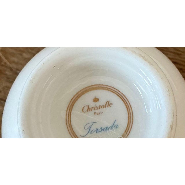 Vintage Boho Christofle "Torsada" Footed Tea Cups With Saucers - Set of 6 For Sale In West Palm - Image 6 of 8