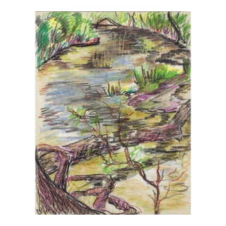 1940s Grace Spongberg Lagrange Park Woods Illinois Landscape For Sale