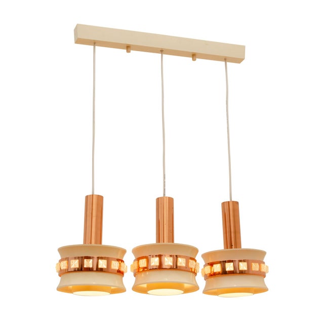 Vintage Hanging Lamp with Three Cut Glass Lampshades from Kamenický Šenov, 1970s For Sale - Image 17 of 17