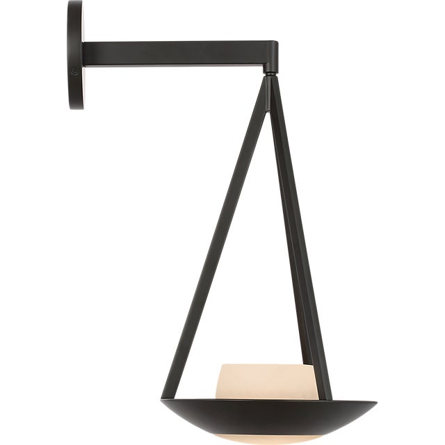 Modern Barbara Barry for Visual Comfort Signature Divina 19" Floating Bowl Sconce in Modern Iron with Alabaster For Sale - Image 3 of 11