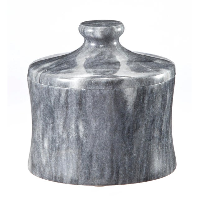 Modern Gray Marble Canister For Sale - Image 3 of 3